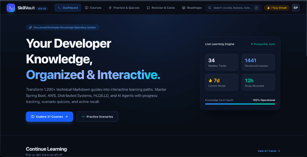 SkillVault — Developer Learning Platform